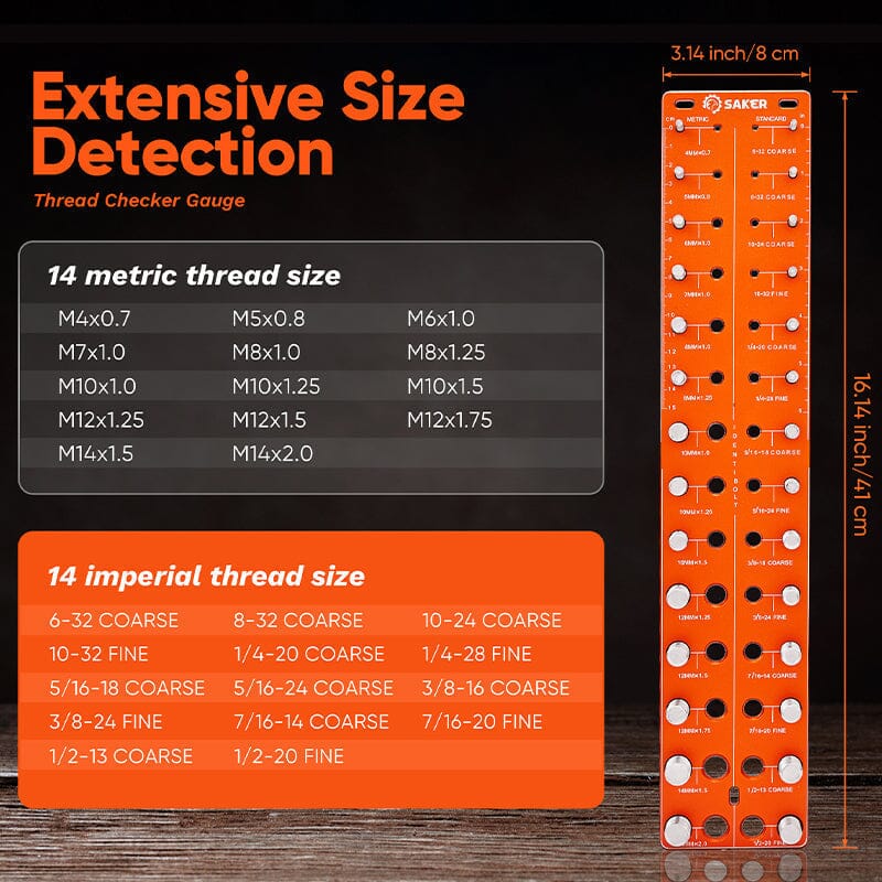 Nut And Bolt Thread Checker Inch & Metric