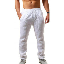 Men's Cotton Linen Breathable Solid Color Trousers