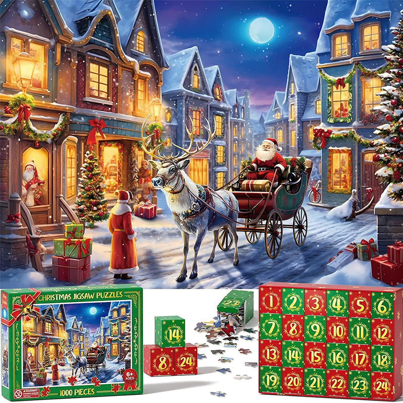 Advent Calendar Christmas Jigsaw Puzzles Blind Box 24 Parts 1000 Pieces