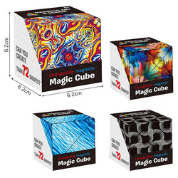 3D Changeable Geometric Magnetic Magic Cube, Hand Flip Variety Puzzle Cube Fidget Toy