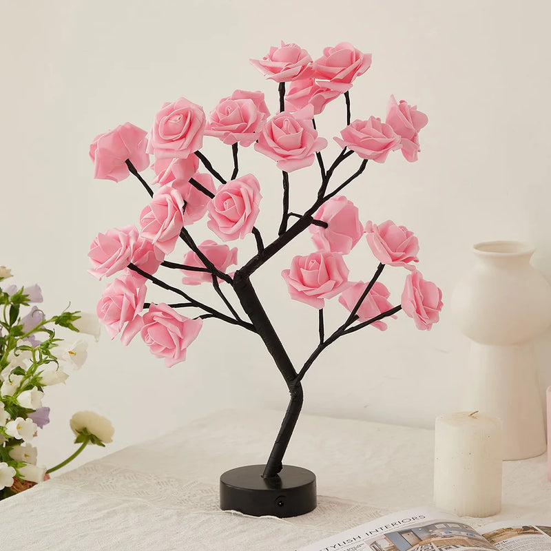 Tabletop Rose Flower Tree Lamp