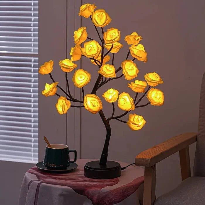 Tabletop Rose Flower Tree Lamp