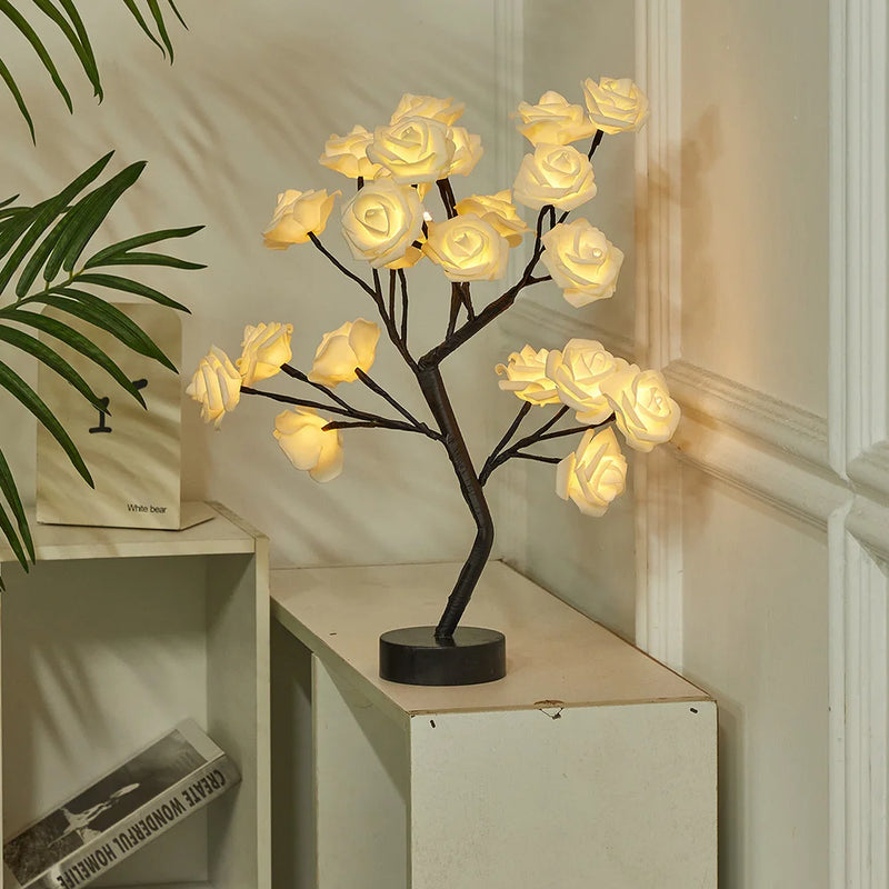 Tabletop Rose Flower Tree Lamp