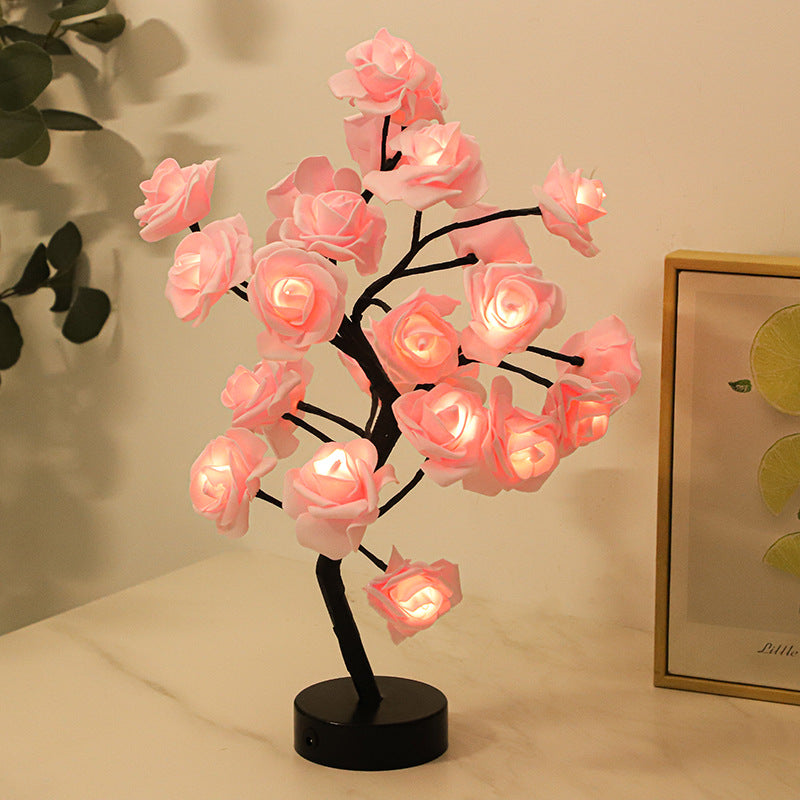 Tabletop Rose Flower Tree Lamp