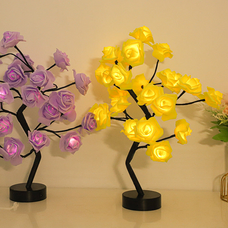 Tabletop Rose Flower Tree Lamp