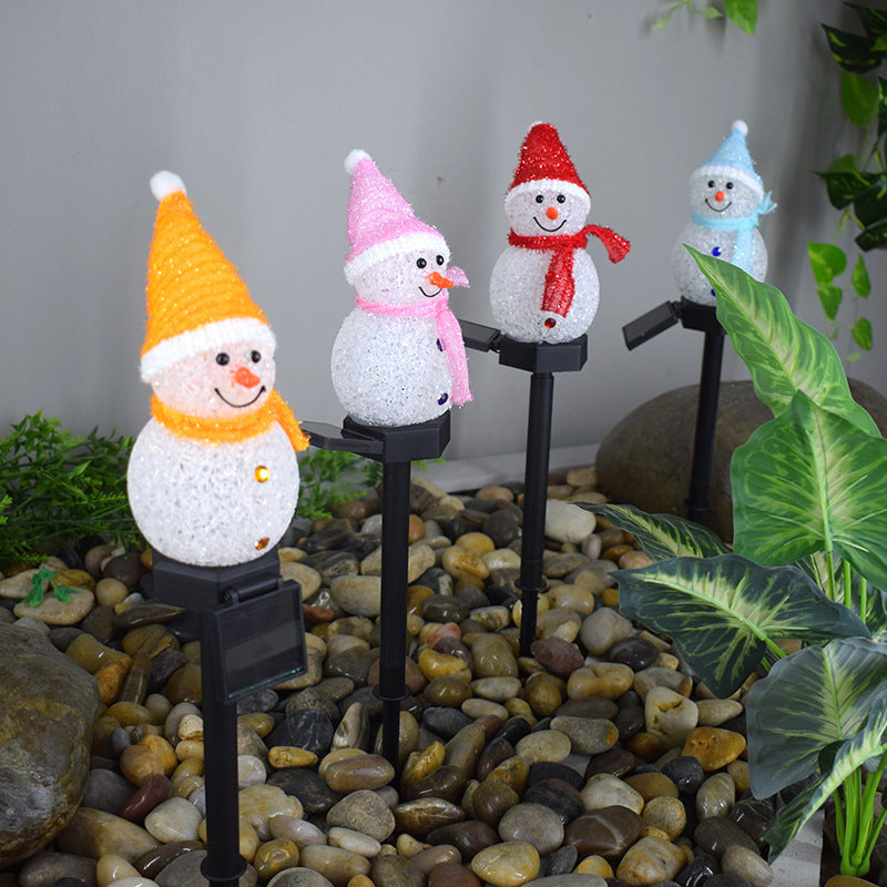 Super Cute Waterproof Solar Power Snowman Lamp