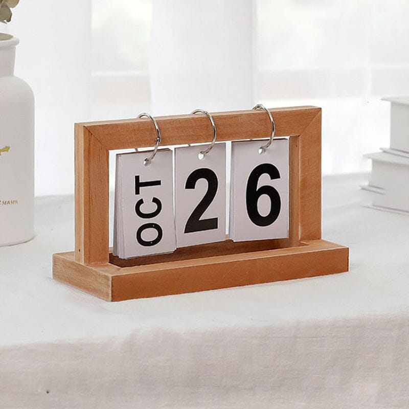 Dutch Teak Wood Desktop Calendar