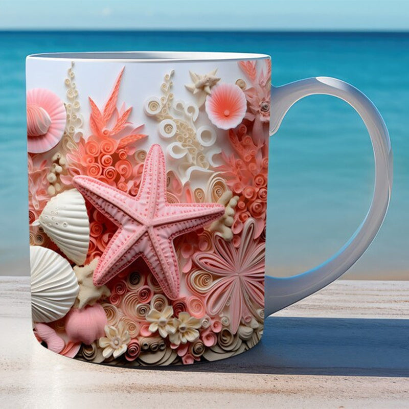 3D Ocean Beach Break Through Theme Coffee Mug