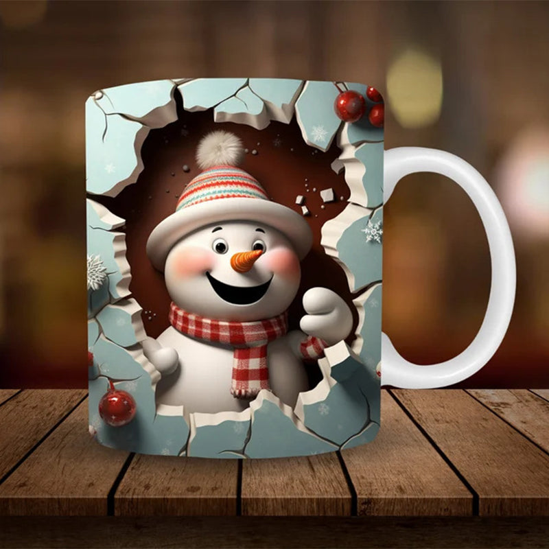 3D Snowman Ceramic Mug - Funny Christmas Gift