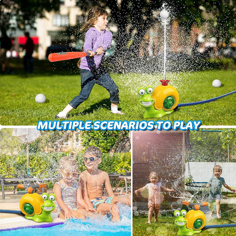 2 in 1 Outdoor Yard 360°Roating Spray Water Sprinkler Baseball Toy with 4 Baseballs