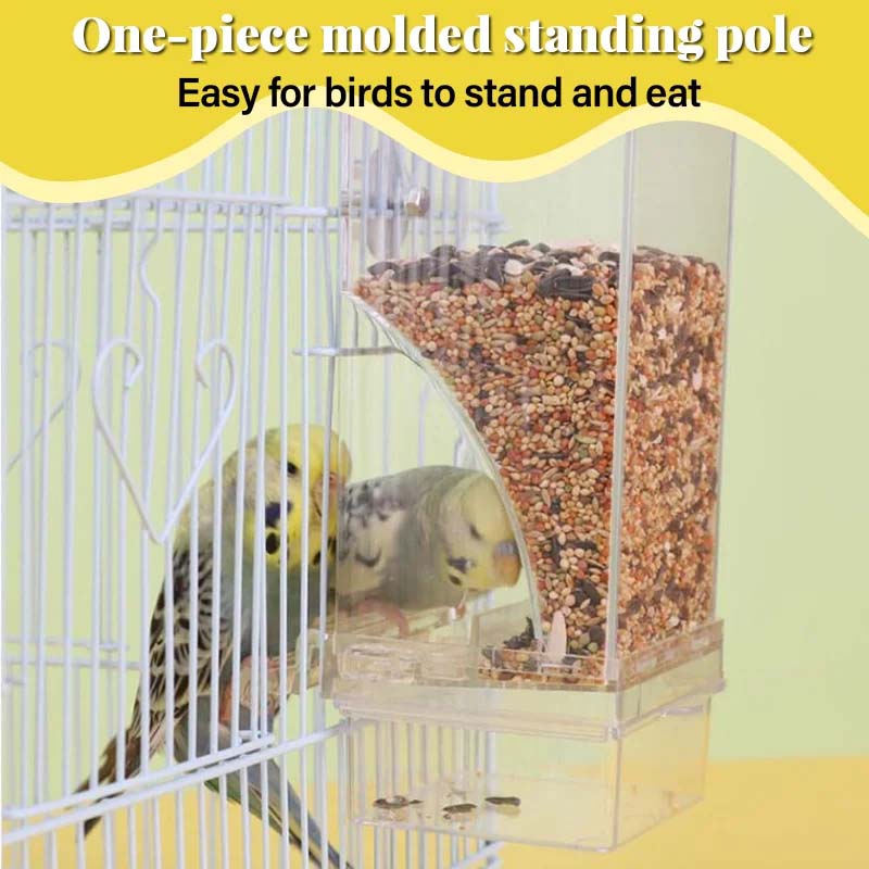 Automatic No-Spill Transparent Bird Feeder for Small and Medium Parakeets