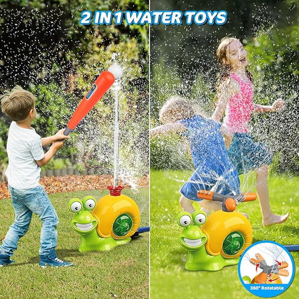 2 in 1 Outdoor Yard 360°Roating Spray Water Sprinkler Baseball Toy with 4 Baseballs