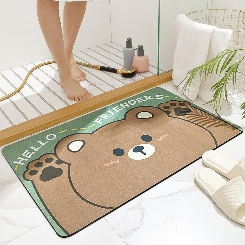 Cartoon Anti-Slip Bathroom Mat, Washable Quick Drying Anti-Bacterial Door Mat