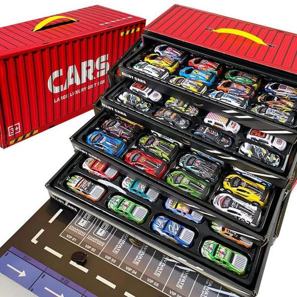 48Pcs Storage Box Pull Back Race Alloy Cars Toy Set