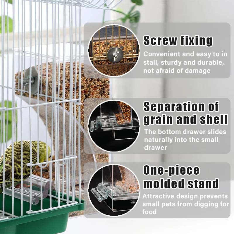 Automatic No-Spill Transparent Bird Feeder for Small and Medium Parakeets