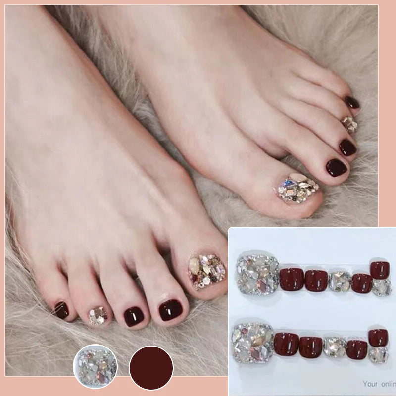 14 Pcs Short Square Press on Toenails