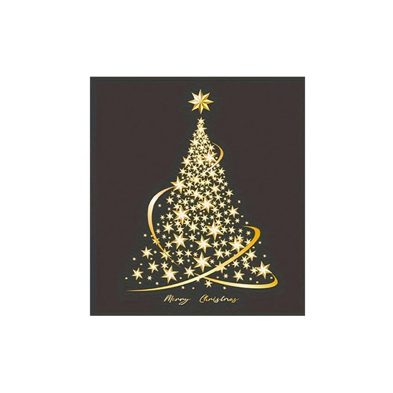 Golden Christmas Tree Window Clings Stickers for Glass