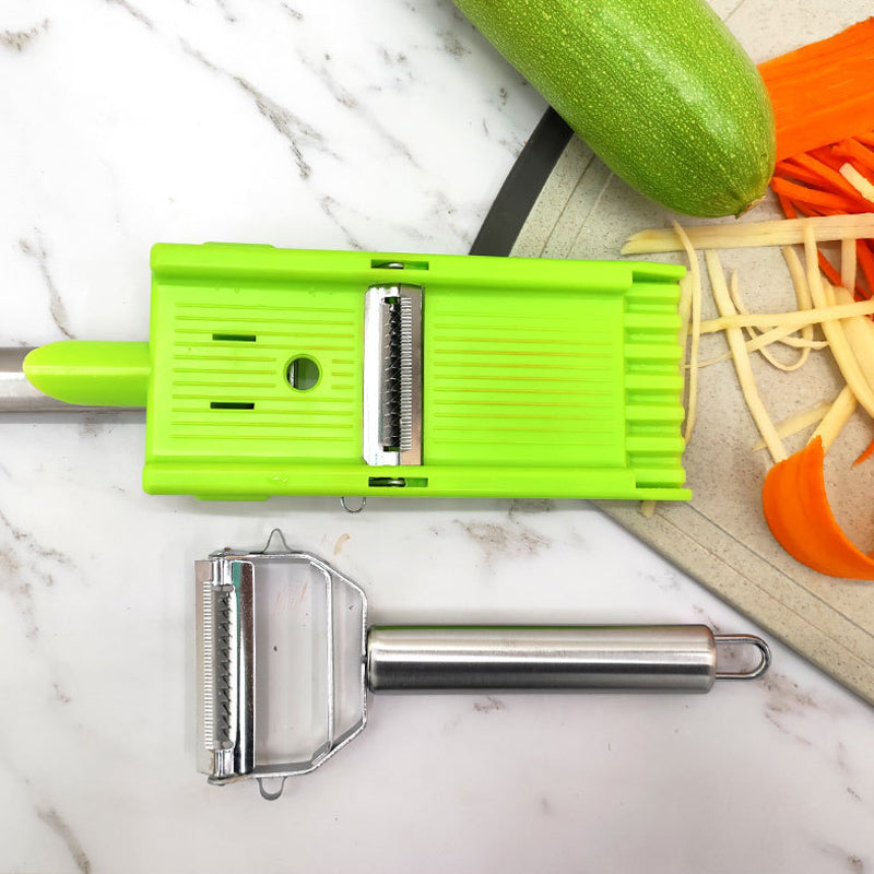 2-in-1 Vegetable Shredder & Slicer, Multi Double Knife Peeler