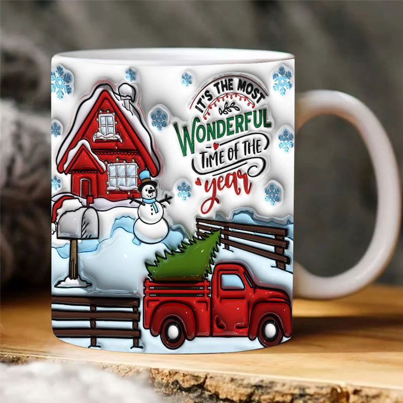 3D Christmas Gingerman Ceramic Coffee Mug