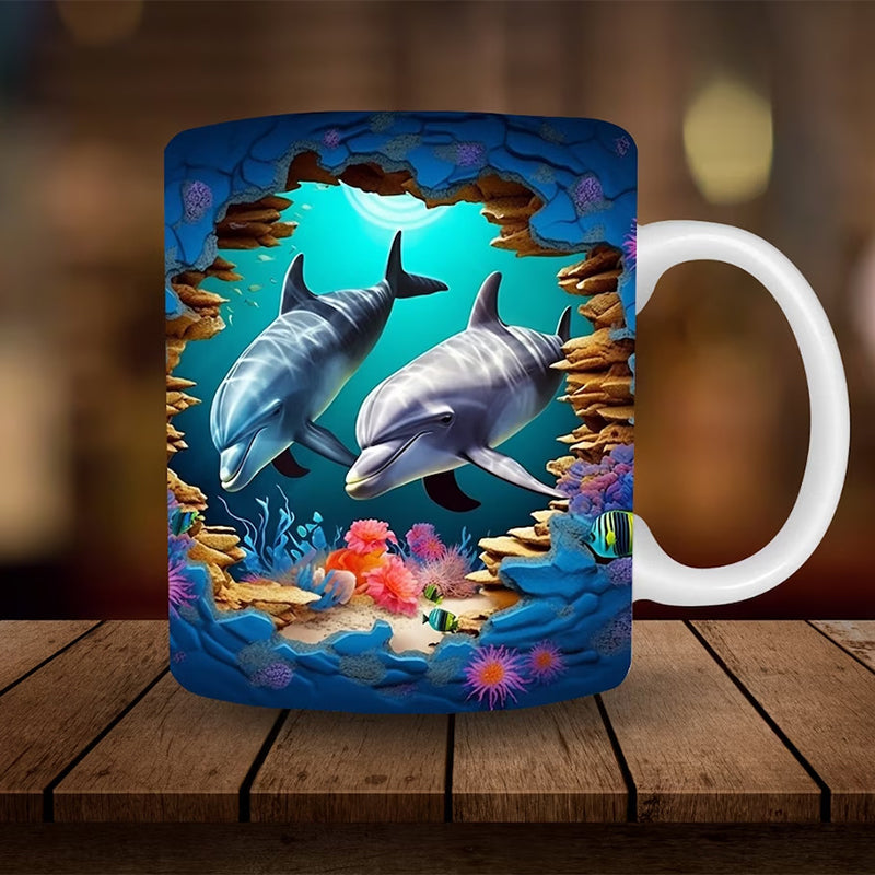 3D Ocean Beach Break Through Theme Coffee Mug