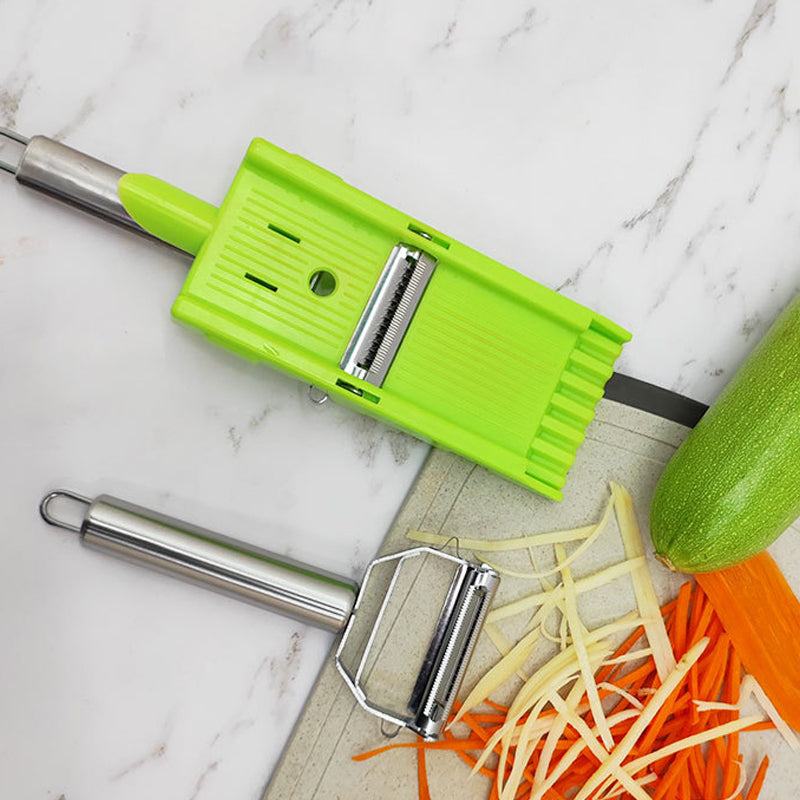 2-in-1 Vegetable Shredder & Slicer, Multi Double Knife Peeler