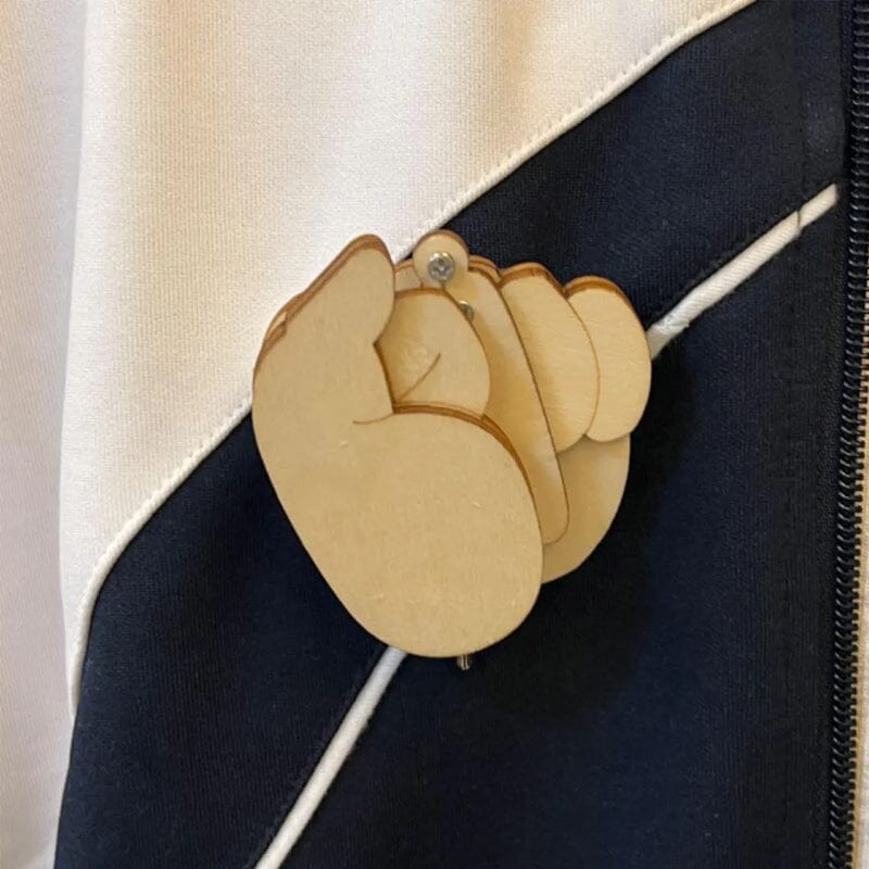 Funny Wooden Finger Brooch Middle Finger Pin DIY Kit