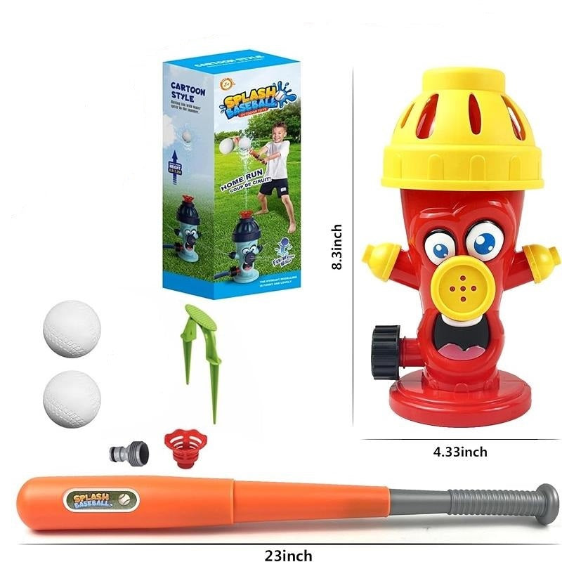 2 in 1 Outdoor Yard 360°Roating Spray Water Sprinkler Baseball Toy with 4 Baseballs