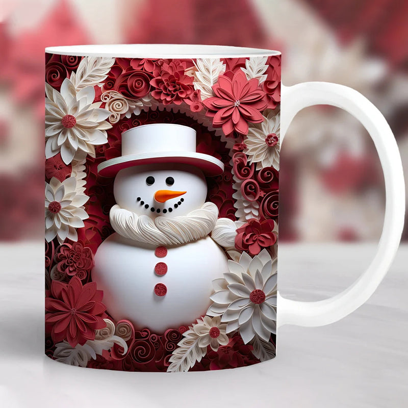 3D Snowman Ceramic Mug - Funny Christmas Gift