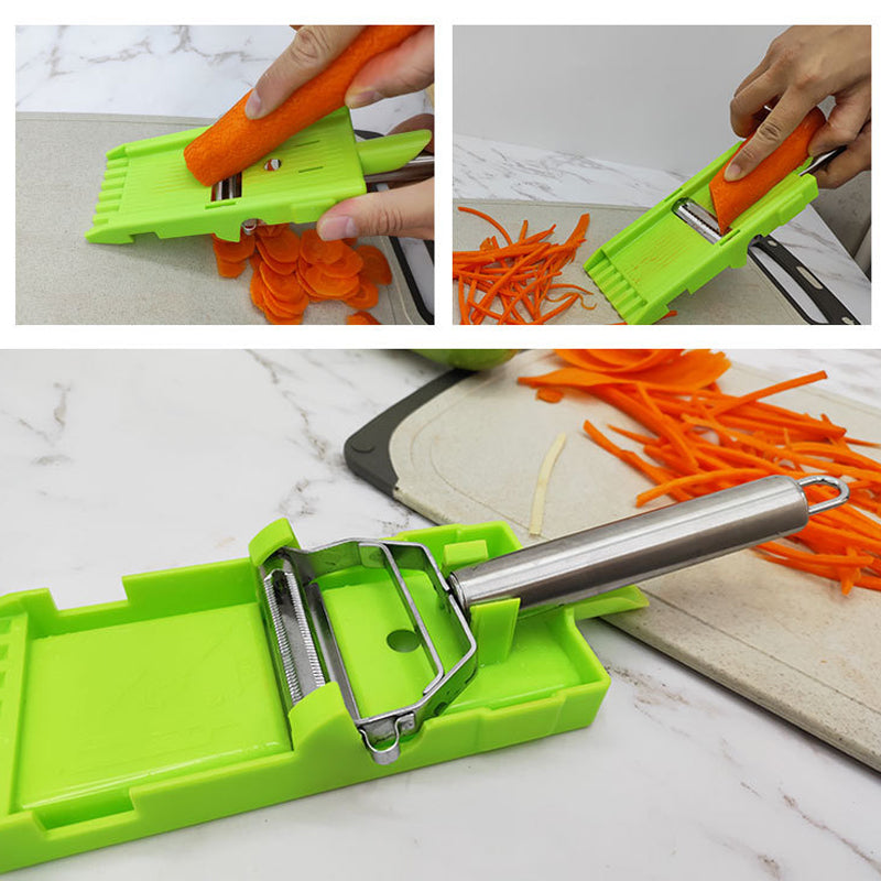 2-in-1 Vegetable Shredder & Slicer, Multi Double Knife Peeler