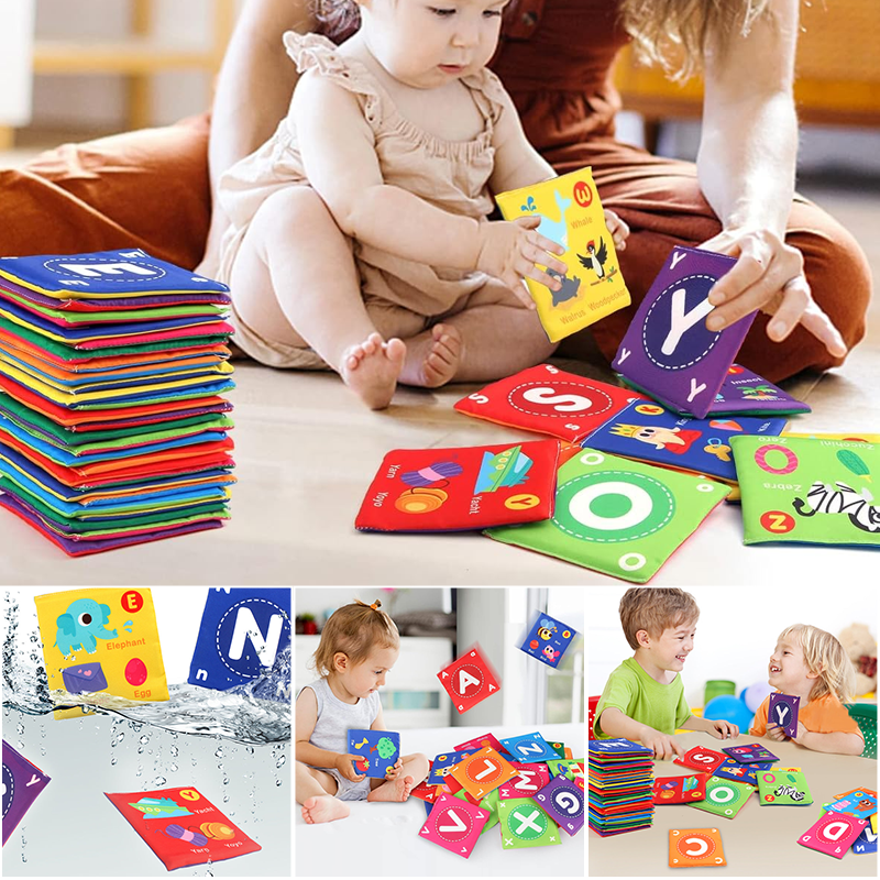 26Pcs Soft ABC Alphabet Flash Cards with Storage Bag, Early Learning Enlightenment Toy for Toddlers