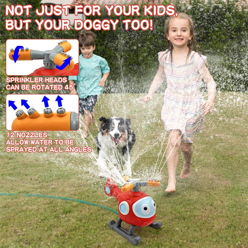 2 in 1 Outdoor Yard 360°Roating Spray Water Sprinkler Baseball Toy with 4 Baseballs