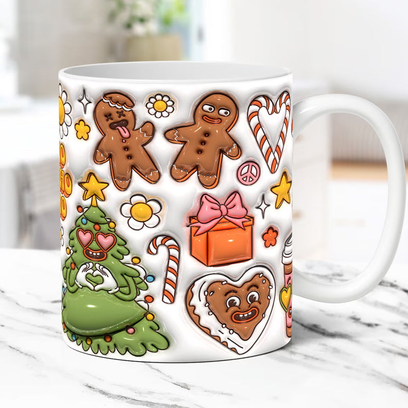 3D Christmas Gingerman Ceramic Coffee Mug