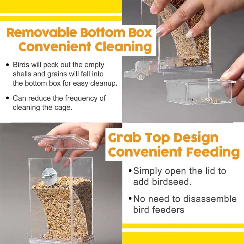 Automatic No-Spill Transparent Bird Feeder for Small and Medium Parakeets