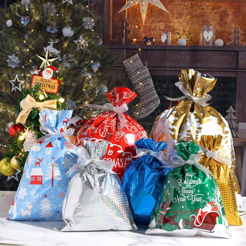 Christmas Reusable Gift Drawstring Bags