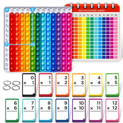 Math Flash Cards and Pop Fidget Chart, Push Bubble Number Table Chart Sensory Toy