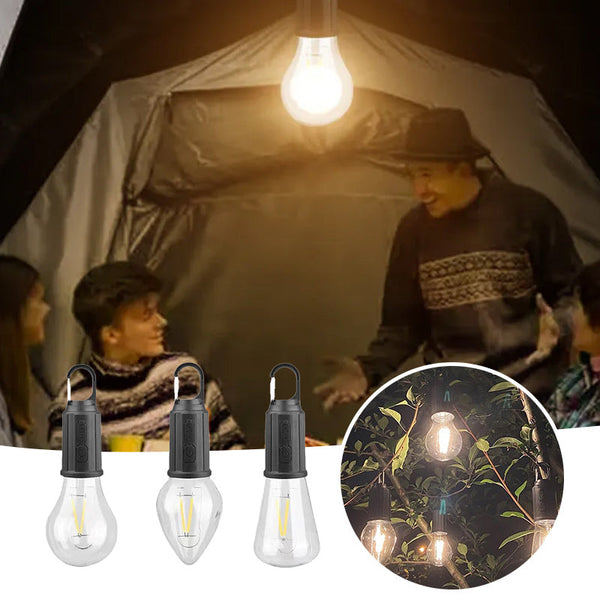 Outdoor LED Camping Tent Hanging Type-C Charging Bulb Lights with Hooks