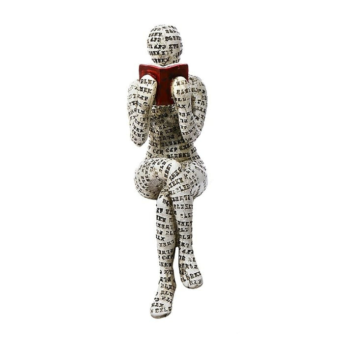 Resin Modern Reading Woman Statue Ornament in The Shape of a Scholar