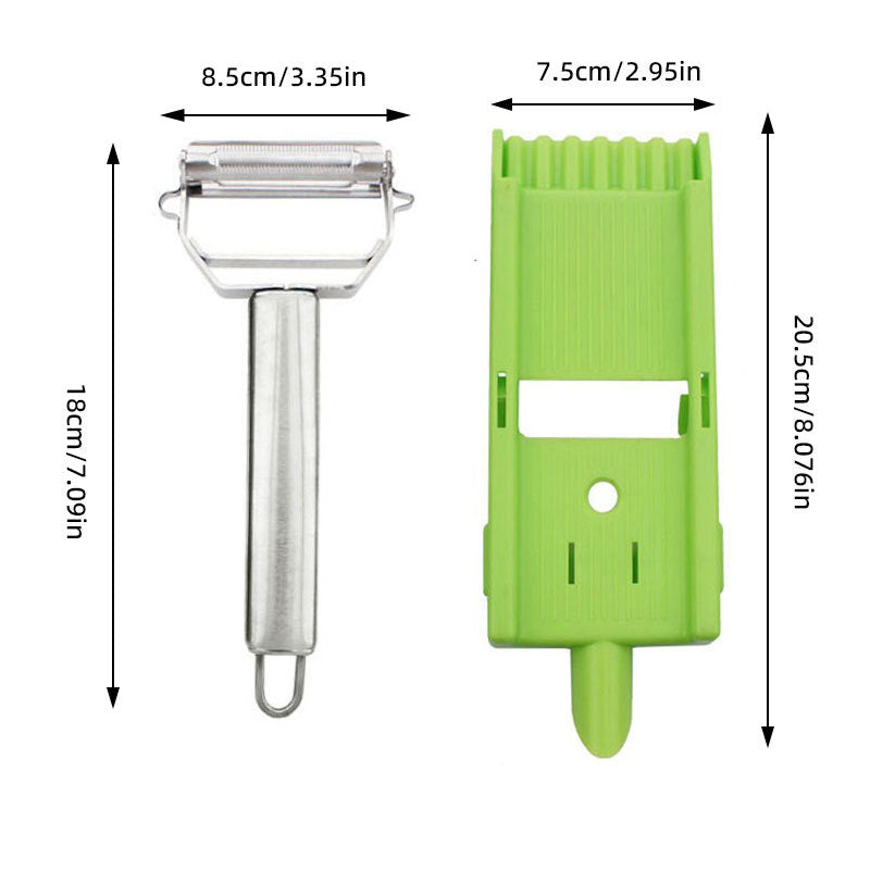 2-in-1 Vegetable Shredder & Slicer, Multi Double Knife Peeler