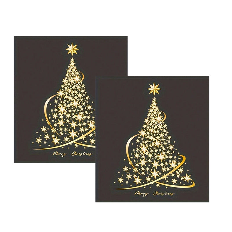 Golden Christmas Tree Window Clings Stickers for Glass