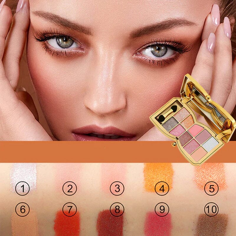 10 Colors Cream Shiny Eyeshadow Palette With Brush