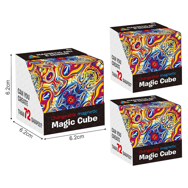 3D Changeable Geometric Magnetic Magic Cube, Hand Flip Variety Puzzle Cube Fidget Toy