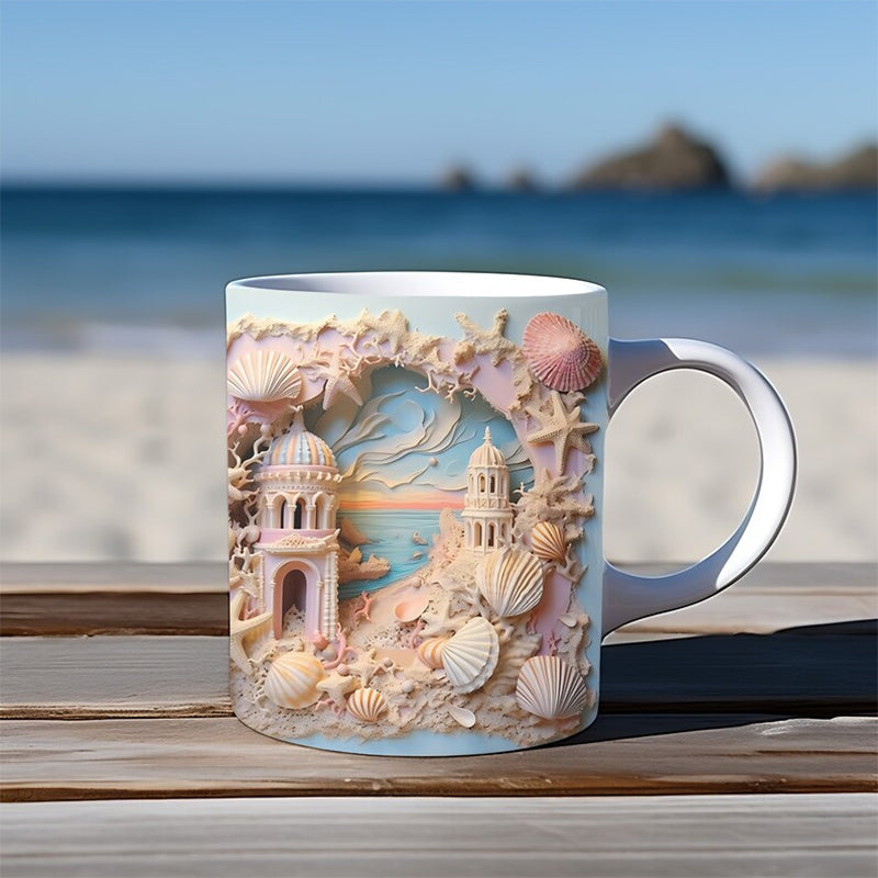 3D Ocean Beach Break Through Theme Coffee Mug