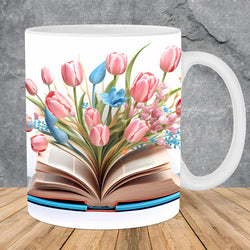 3D Artistic Beautiful Floral Books Coffee Mug - Book Lover Gift