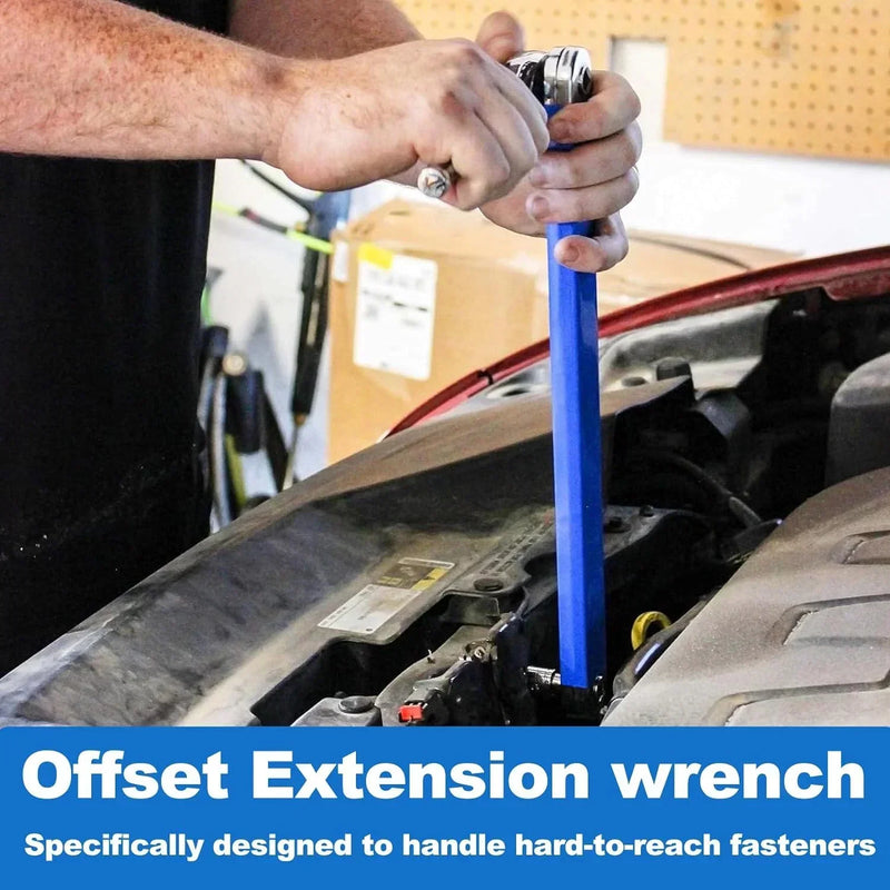 Offset Extension Wrench With 1/2",1/4" And 3/8" Drive Adapters