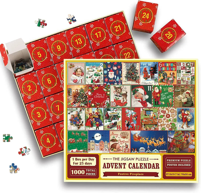 Advent Calendar Christmas Jigsaw Puzzles Blind Box 24 Parts 1000 Pieces