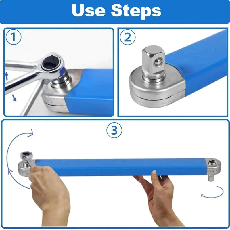 Offset Extension Wrench With 1/2",1/4" And 3/8" Drive Adapters