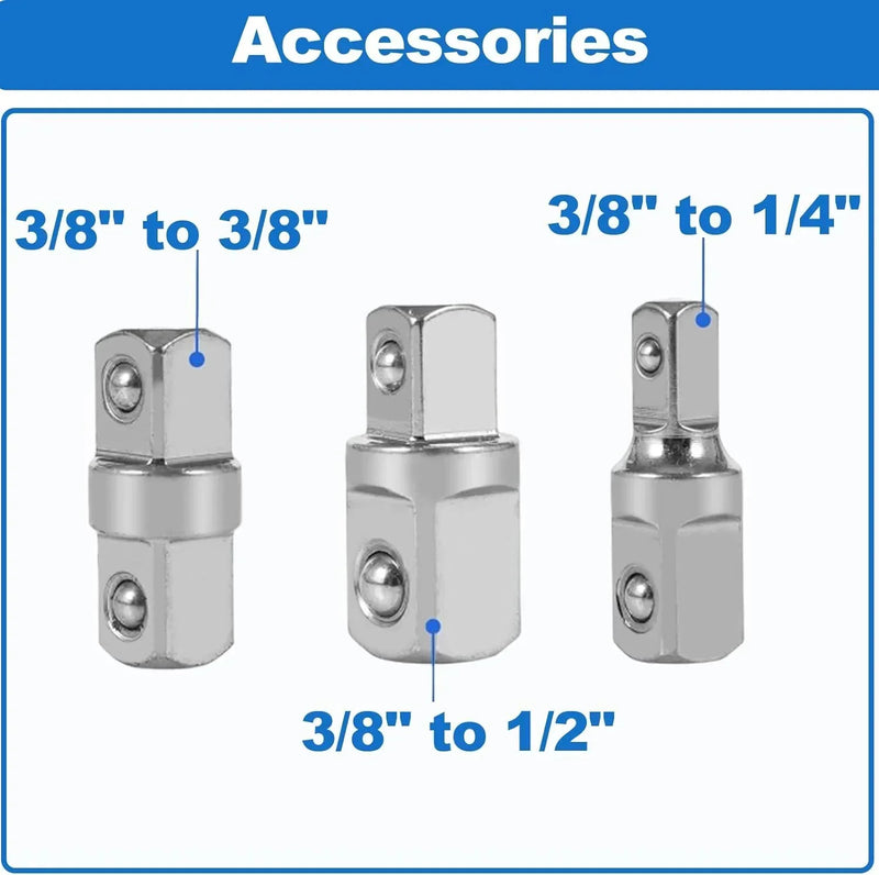 Offset Extension Wrench With 1/2",1/4" And 3/8" Drive Adapters