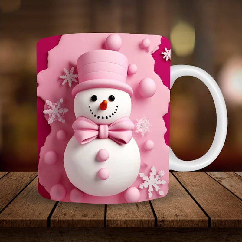 3D Snowman Ceramic Mug - Funny Christmas Gift