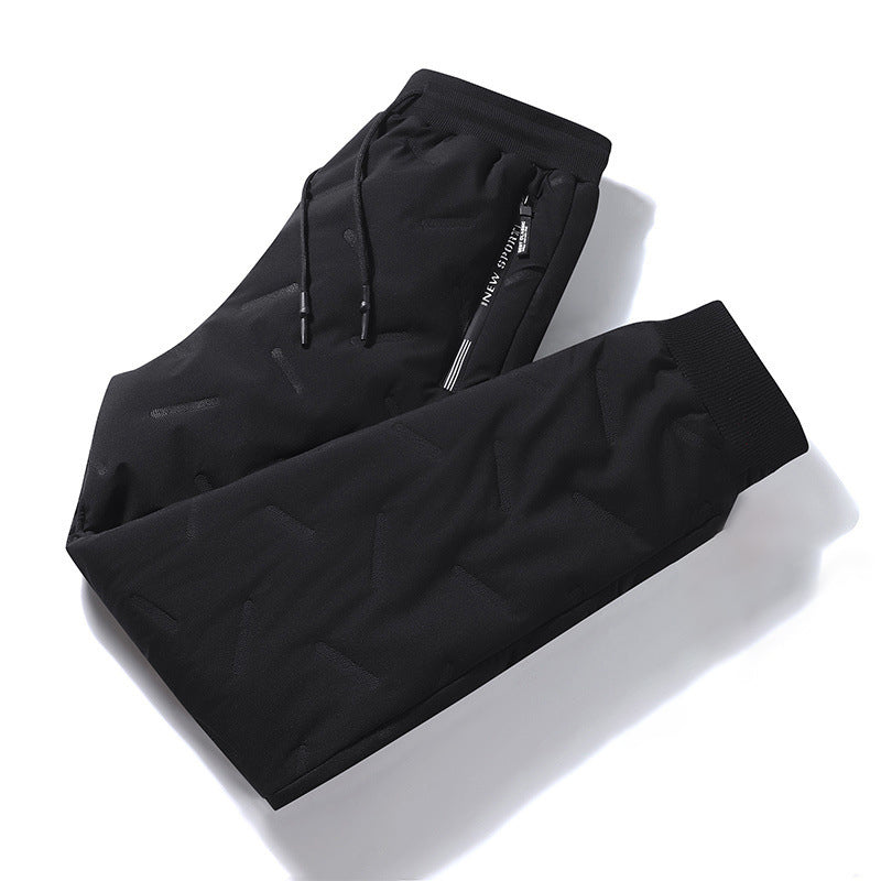 Unisex Thickened Windproof Winter Soft Fleece-Lined Pants with Zippered Pockets