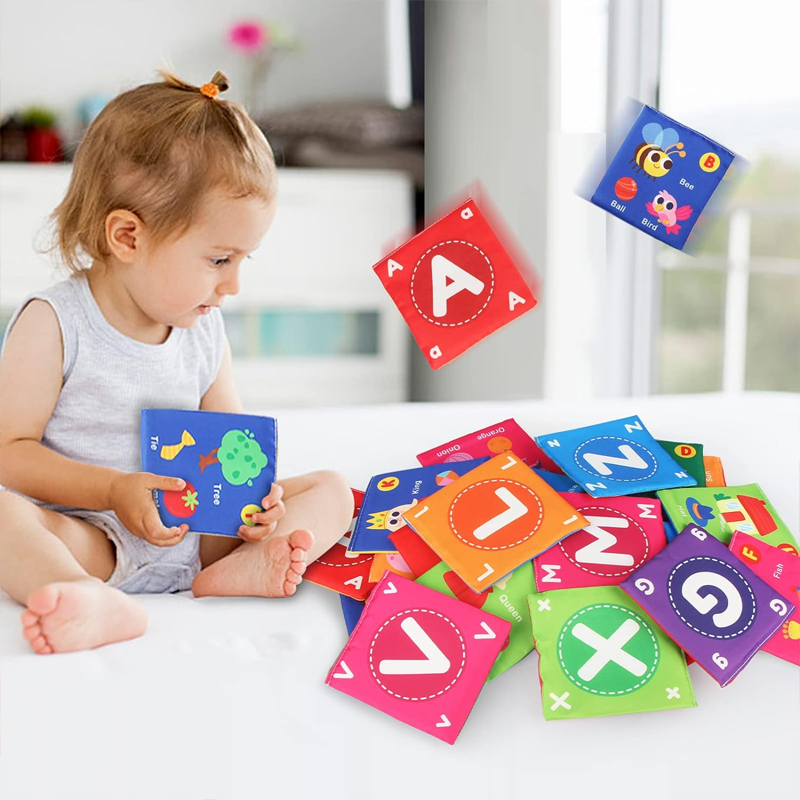 26Pcs Soft ABC Alphabet Flash Cards with Storage Bag, Early Learning Enlightenment Toy for Toddlers